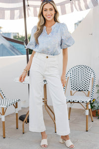 Special To Me Blue Brocade Blouse