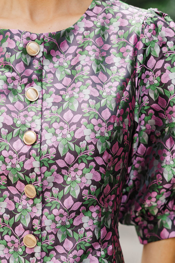 Midnight Bloom Black Floral Blouse