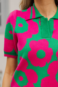 Petal Punch Green Floral Sweater