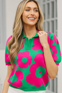 Petal Punch Green Floral Sweater