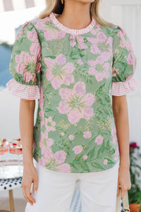 Darling Daydream Pink Brocade Blouse
