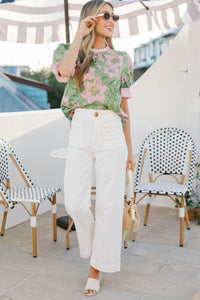 Darling Daydream Pink Brocade Blouse