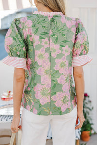 Darling Daydream Pink Brocade Blouse
