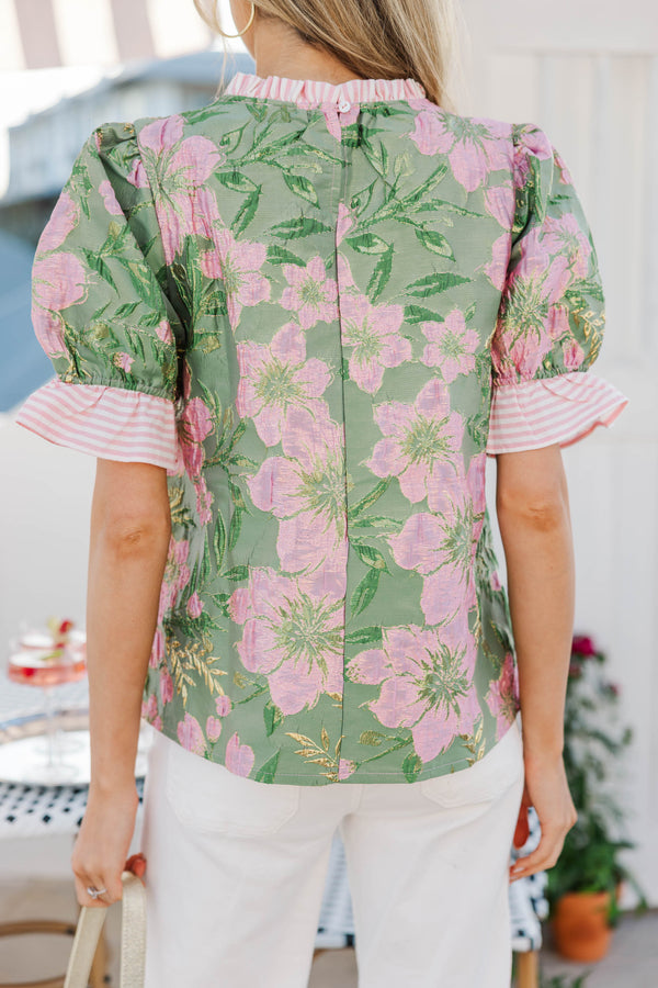 Darling Daydream Pink Brocade Blouse