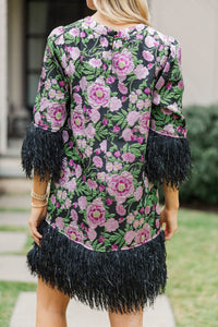 Made For You Black Brocade Shift Dress