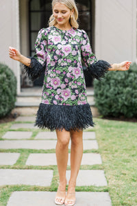 Made For You Black Brocade Shift Dress