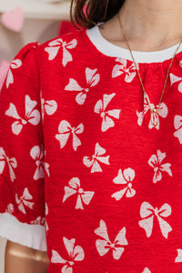 Sweet Moments Red and Pink Sweater