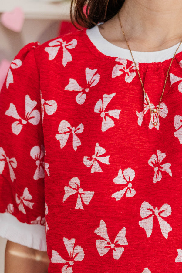 Sweet Moments Red and Pink Sweater