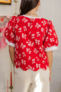 Sweet Moments Red and Pink Sweater