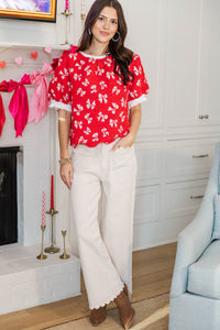 Sweet Moments Red and Pink Sweater