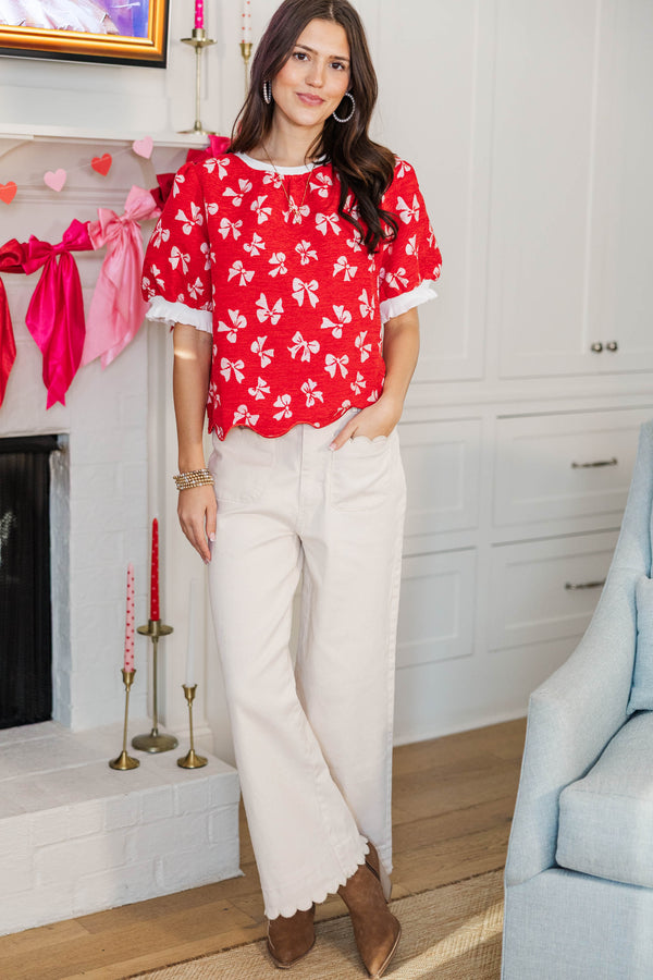 Sweet Moments Red and Pink Sweater