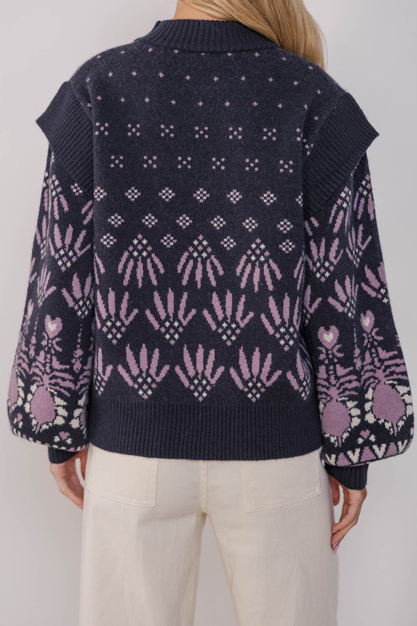 All Together Indigo Blue Abstract Sweater