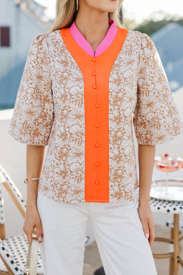 Better Together Orange Floral Blouse