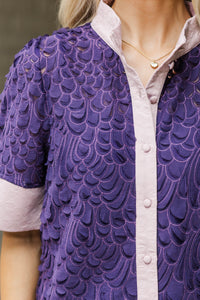 You'll See Purple Textured Blouse