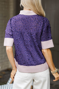 You'll See Purple Textured Blouse