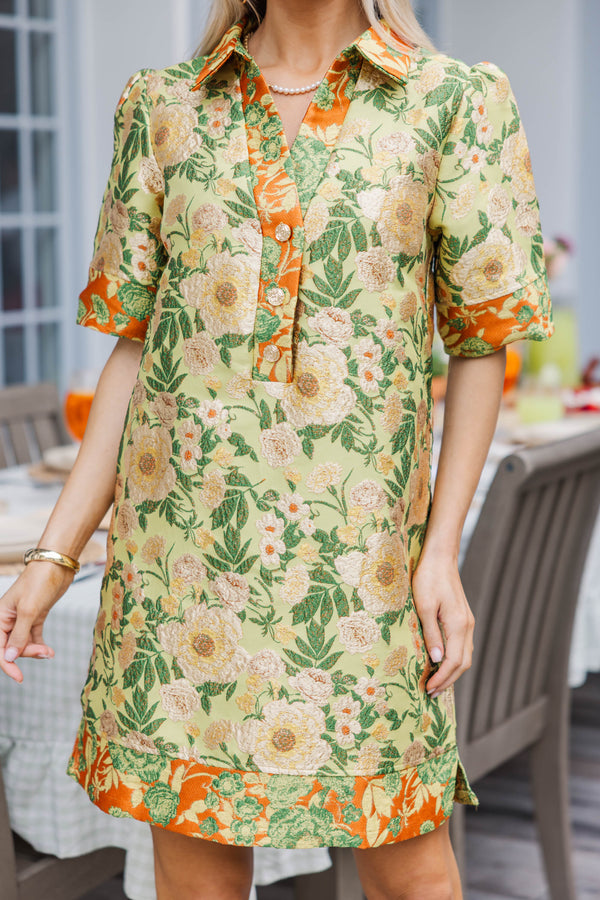 Easy Sophistication Yellow Brocade Shift Dress