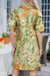 Easy Sophistication Yellow Brocade Shift Dress