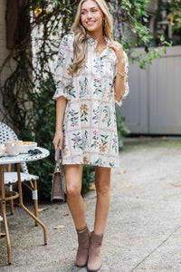 So Divine Cream Floral Dress