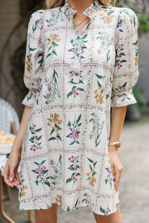 So Divine Cream Floral Dress