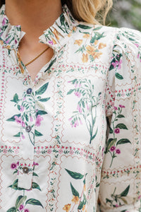 So Divine Cream Floral Dress