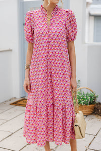 Forever Grace Pink Medallion Midi Dress