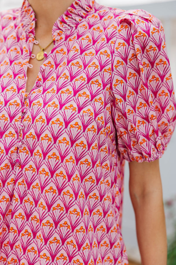 Forever Grace Pink Medallion Midi Dress