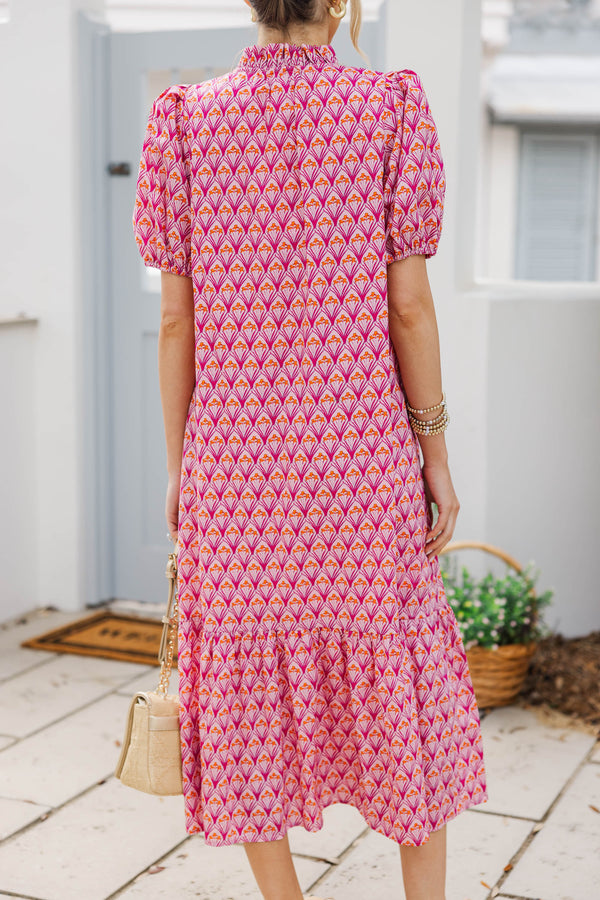 Forever Grace Pink Medallion Midi Dress