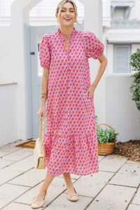 Forever Grace Pink Medallion Midi Dress