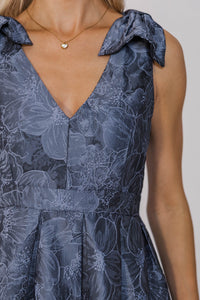 Made For Magic Blue Brocade Midi Dress