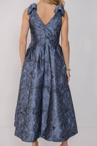 Made For Magic Blue Brocade Midi Dress