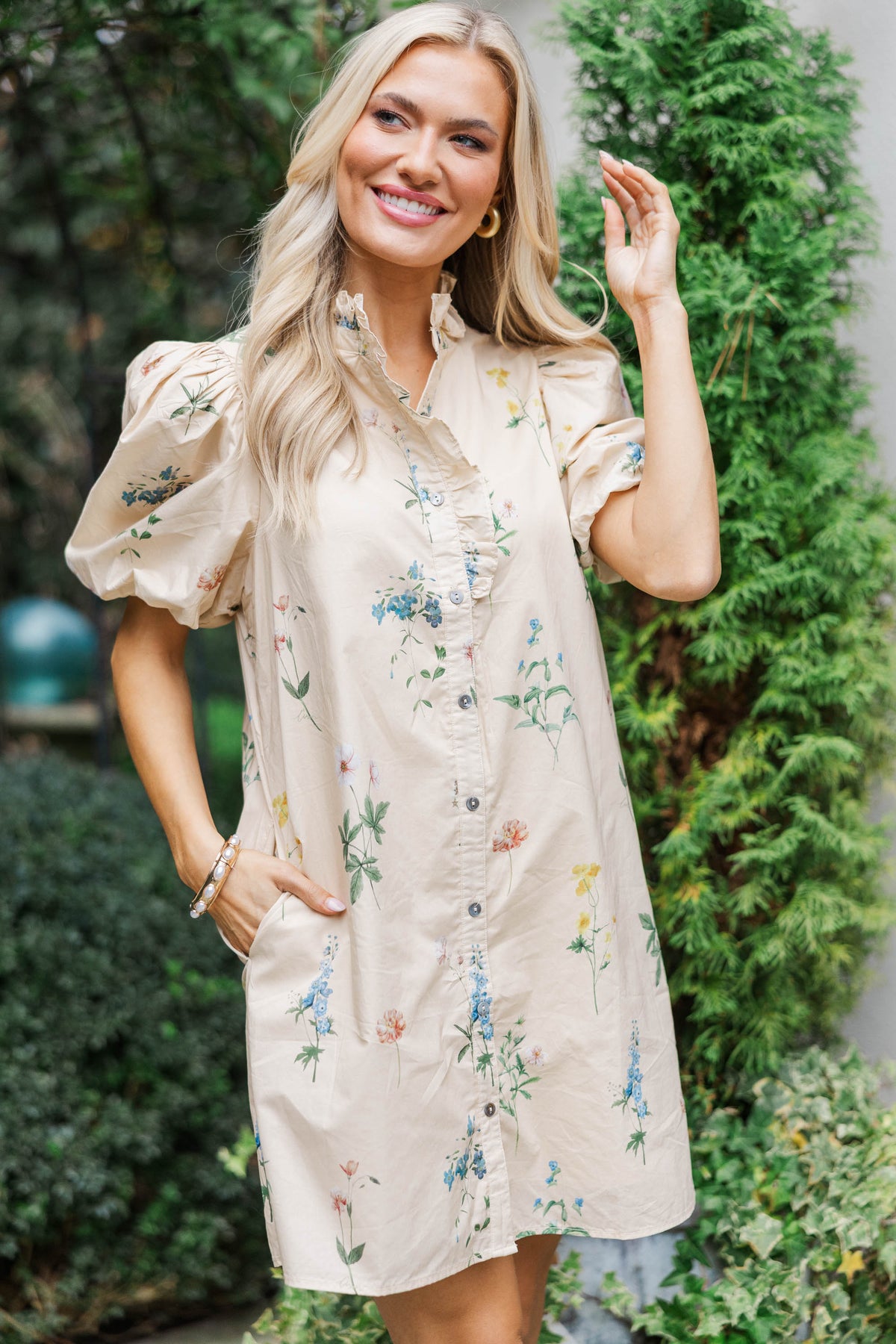 Apricot Meadow Cream Floral Mini Dress – Shop the Mint