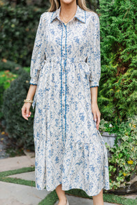 Classic Charm Cream Floral Midi Dress