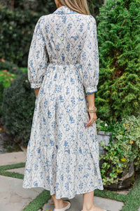 Classic Charm Cream Floral Midi Dress