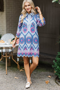 Refined Beauty Blue Embroidered Mini Dress