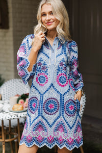 Refined Beauty Blue Embroidered Mini Dress