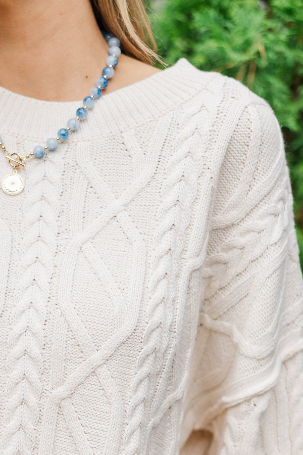 Back To The Start Cream Knit Sweater