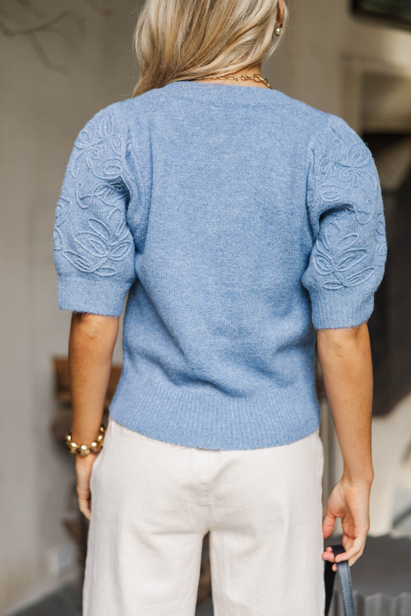 Textured Grace Blue Sweater