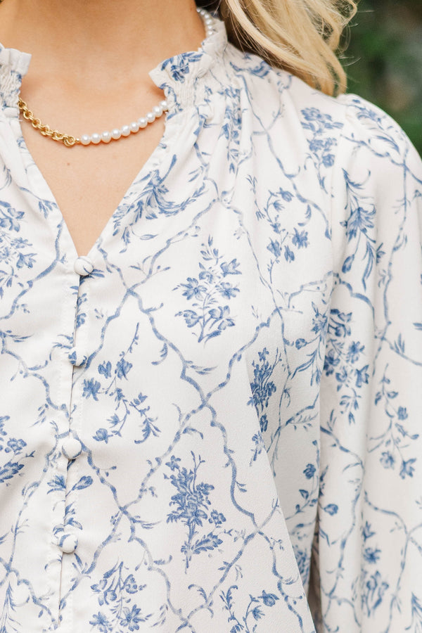 A Clear Mind Cream Floral Blouse