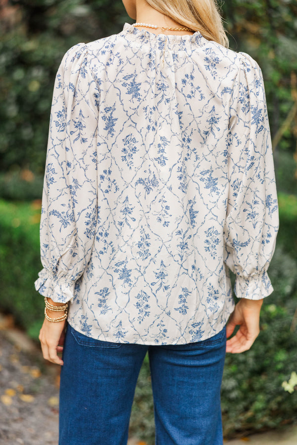 A Clear Mind Cream Floral Blouse
