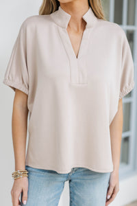A Simple Life Cream V-Neck Blouse