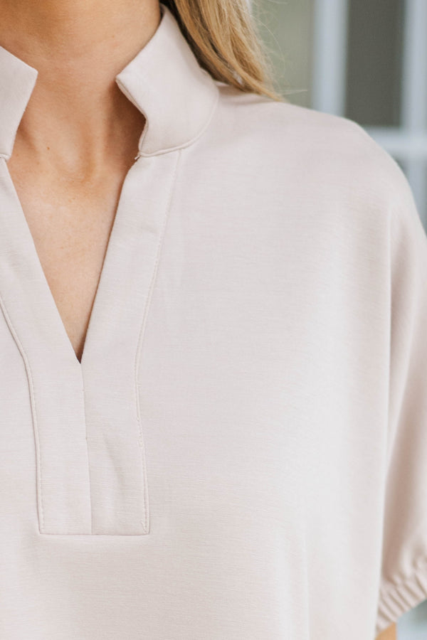 A Simple Life Cream V-Neck Blouse