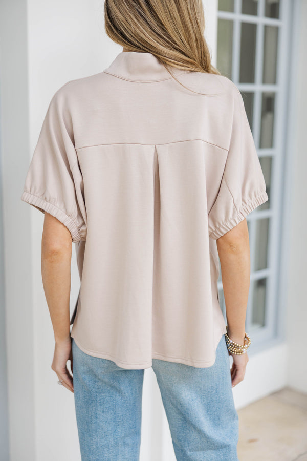 A Simple Life Cream V-Neck Blouse