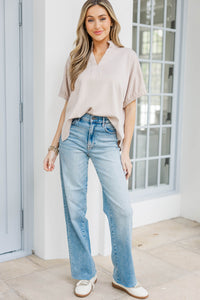 A Simple Life Cream V-Neck Blouse