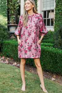 Refined Romance Mauve Brocade Mini Dress