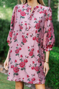 Refined Romance Mauve Brocade Mini Dress