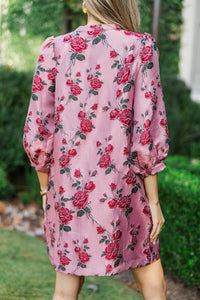 Refined Romance Mauve Brocade Mini Dress