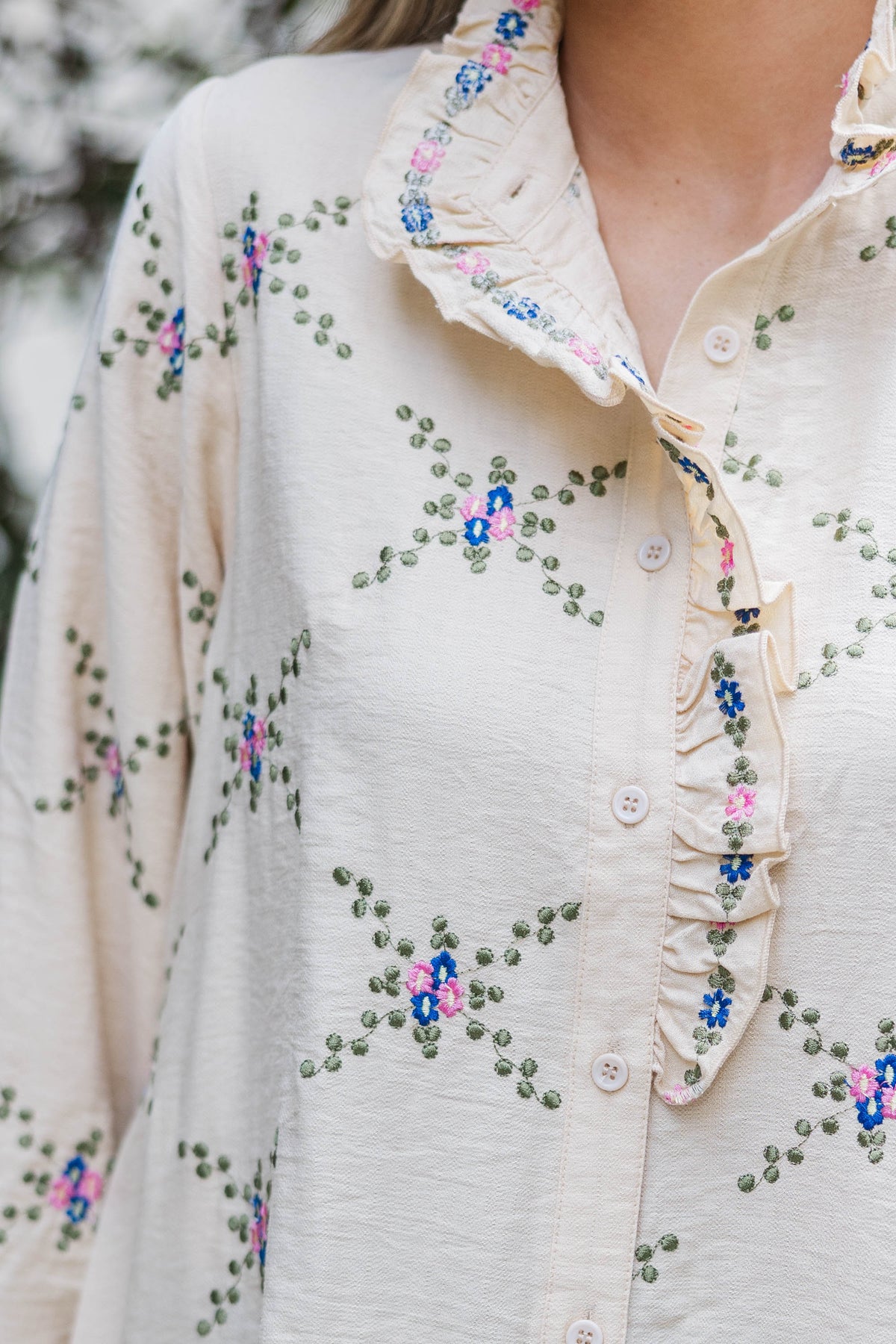 Meadow Whispers Cream Embroidery Blouse – Shop the Mint