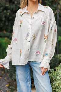 Sweetly Styled Cream Embroidered Blouse