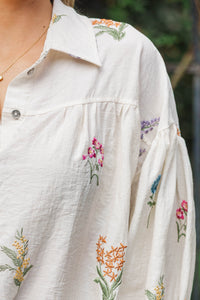 Sweetly Styled Cream Embroidered Blouse