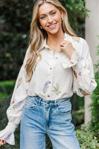 Sweetly Styled Cream Embroidered Blouse